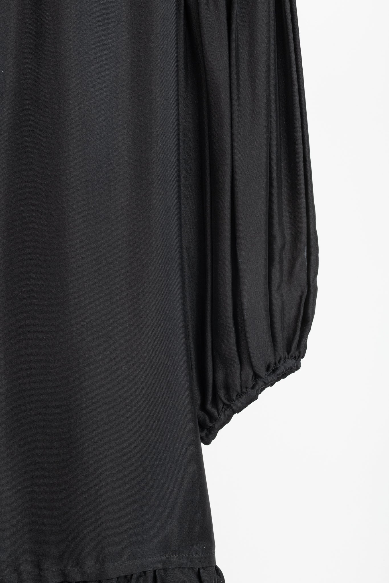 Stella McCartney Black Silk Satin Ruffle-Trim Long-Sleeve Mini Dress