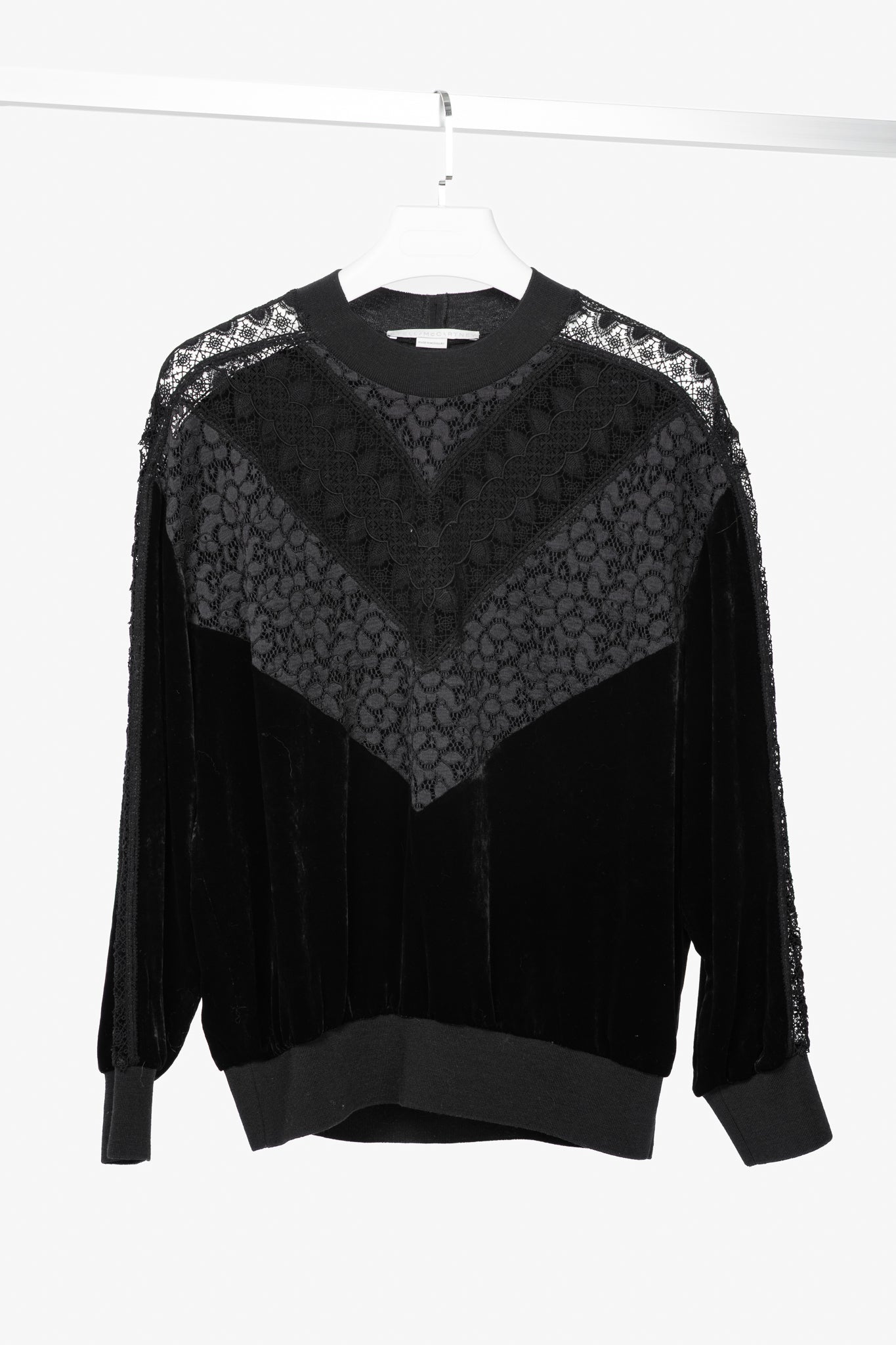 Stella McCartney Black Lace & Velvet Sweatshirt