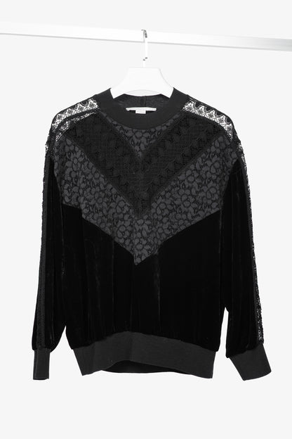 Stella McCartney Black Lace & Velvet Sweatshirt