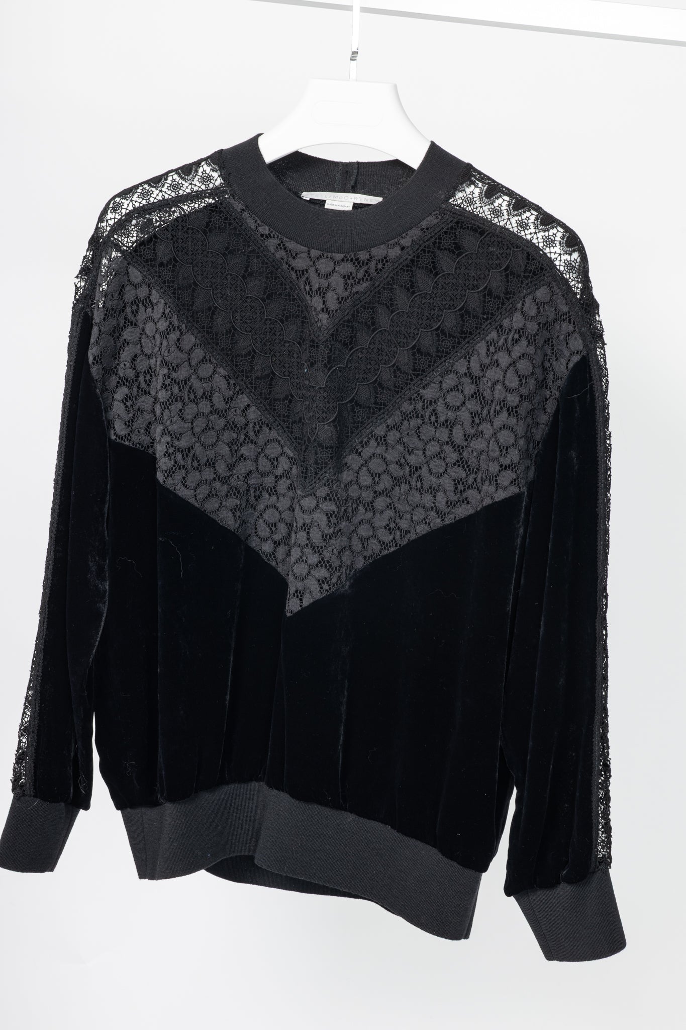 Stella McCartney Black Lace & Velvet Sweatshirt