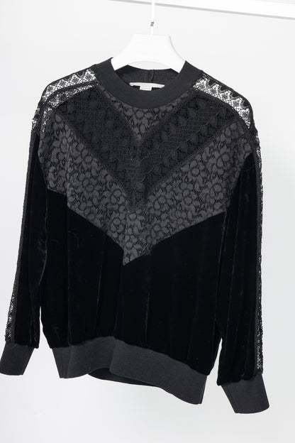 Stella McCartney Black Lace & Velvet Sweatshirt