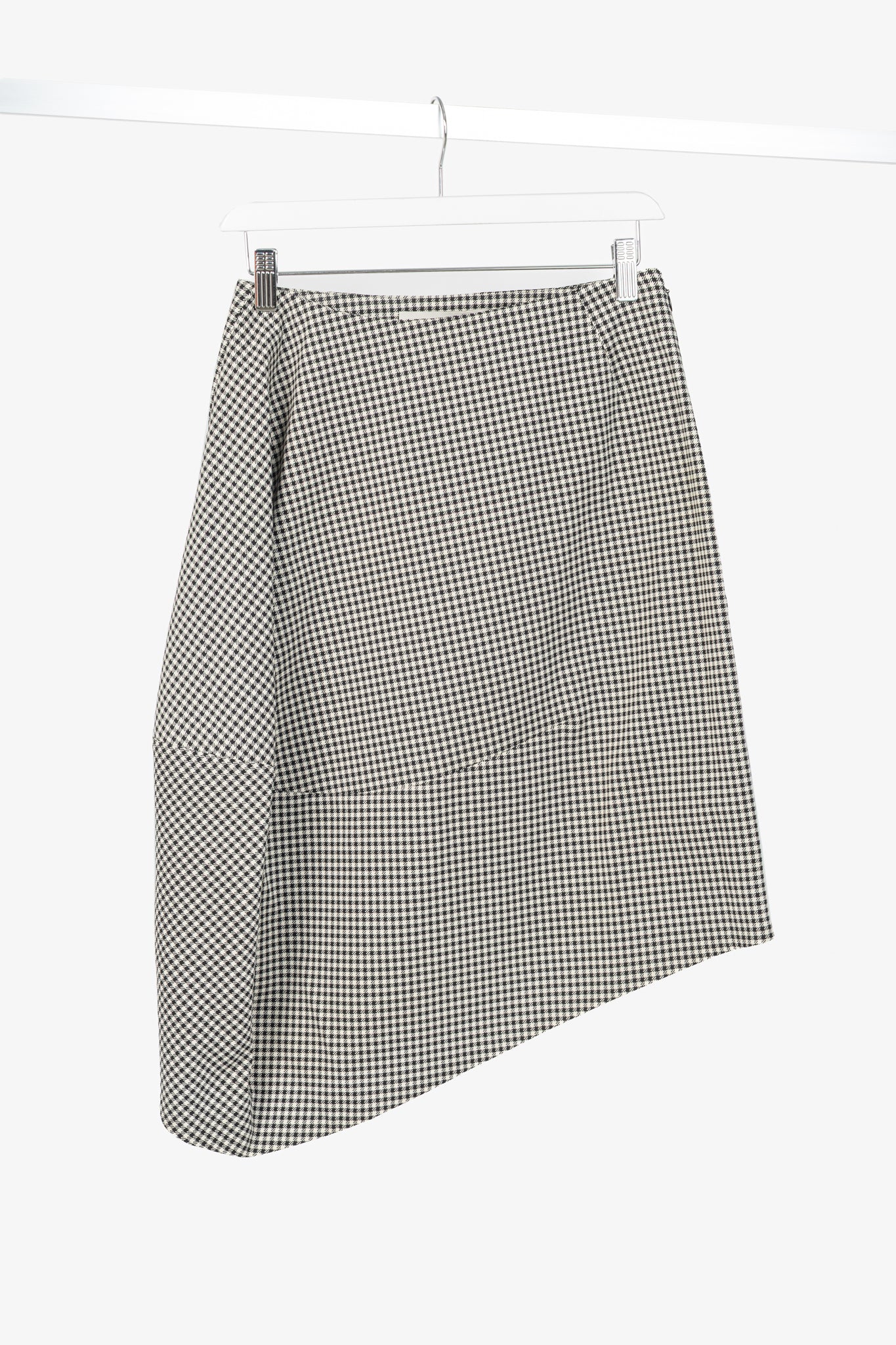 Stella McCartney PF14 Claudia White & Black Dogtooth Cotton-Blend Asymmetrical Skirt
