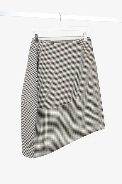 Stella McCartney PF14 Claudia White & Black Dogtooth Cotton-Blend Asymmetrical Skirt