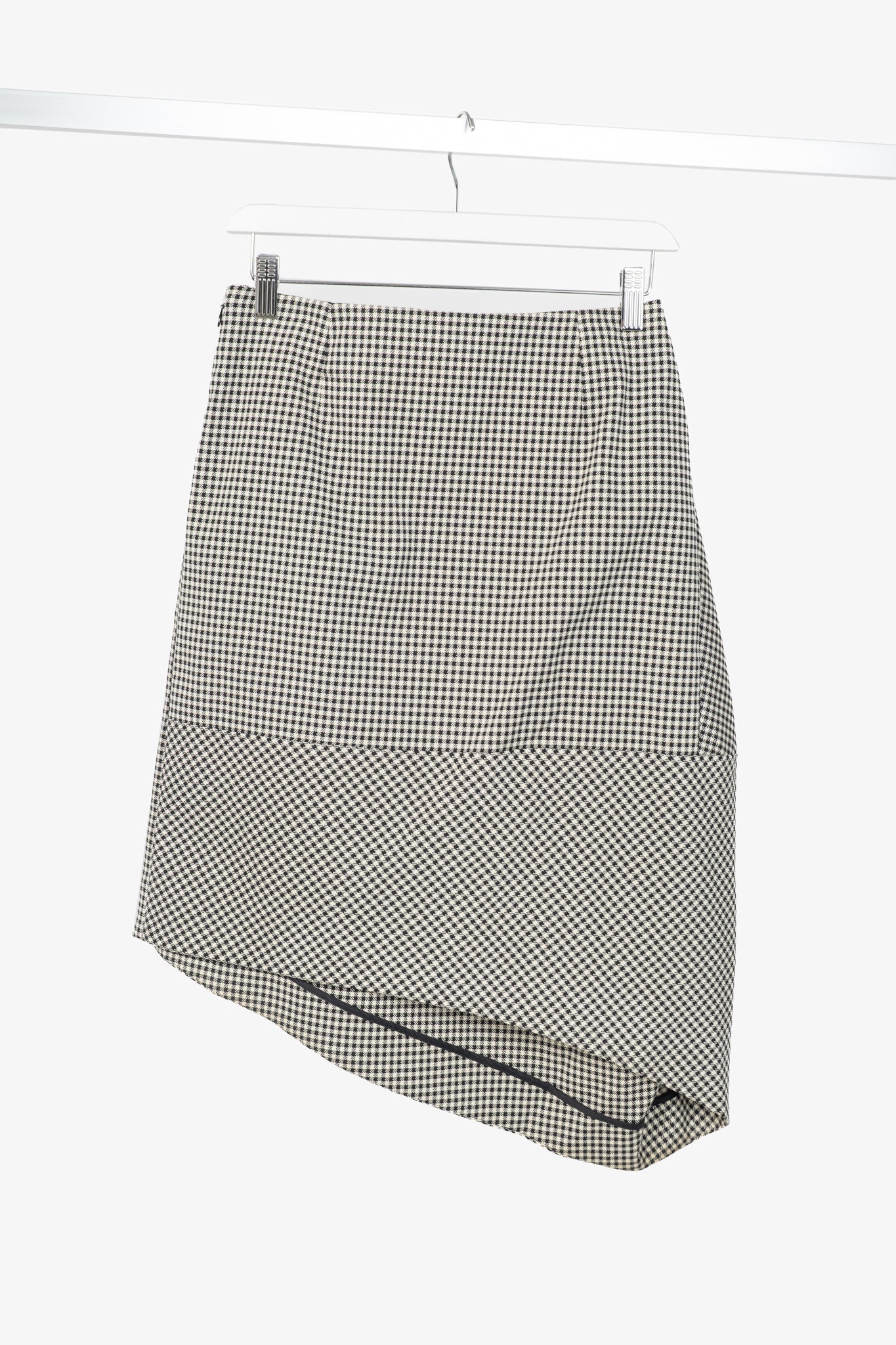 Stella McCartney PF14 Claudia White & Black Dogtooth Cotton-Blend Asymmetrical Skirt