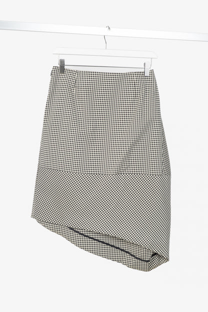 Stella McCartney PF14 Claudia White & Black Dogtooth Cotton-Blend Asymmetrical Skirt