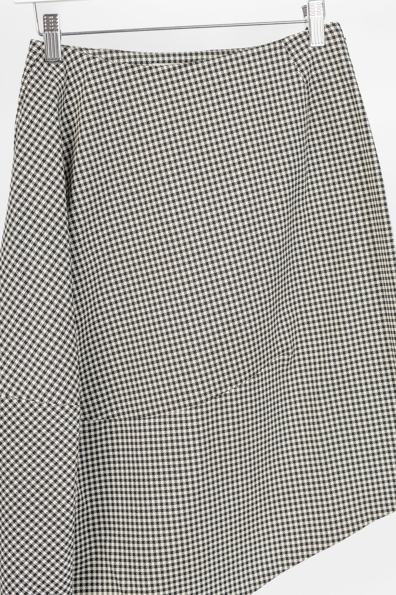 Stella McCartney PF14 Claudia White & Black Dogtooth Cotton-Blend Asymmetrical Skirt