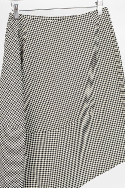 Stella McCartney PF14 Claudia White & Black Dogtooth Cotton-Blend Asymmetrical Skirt