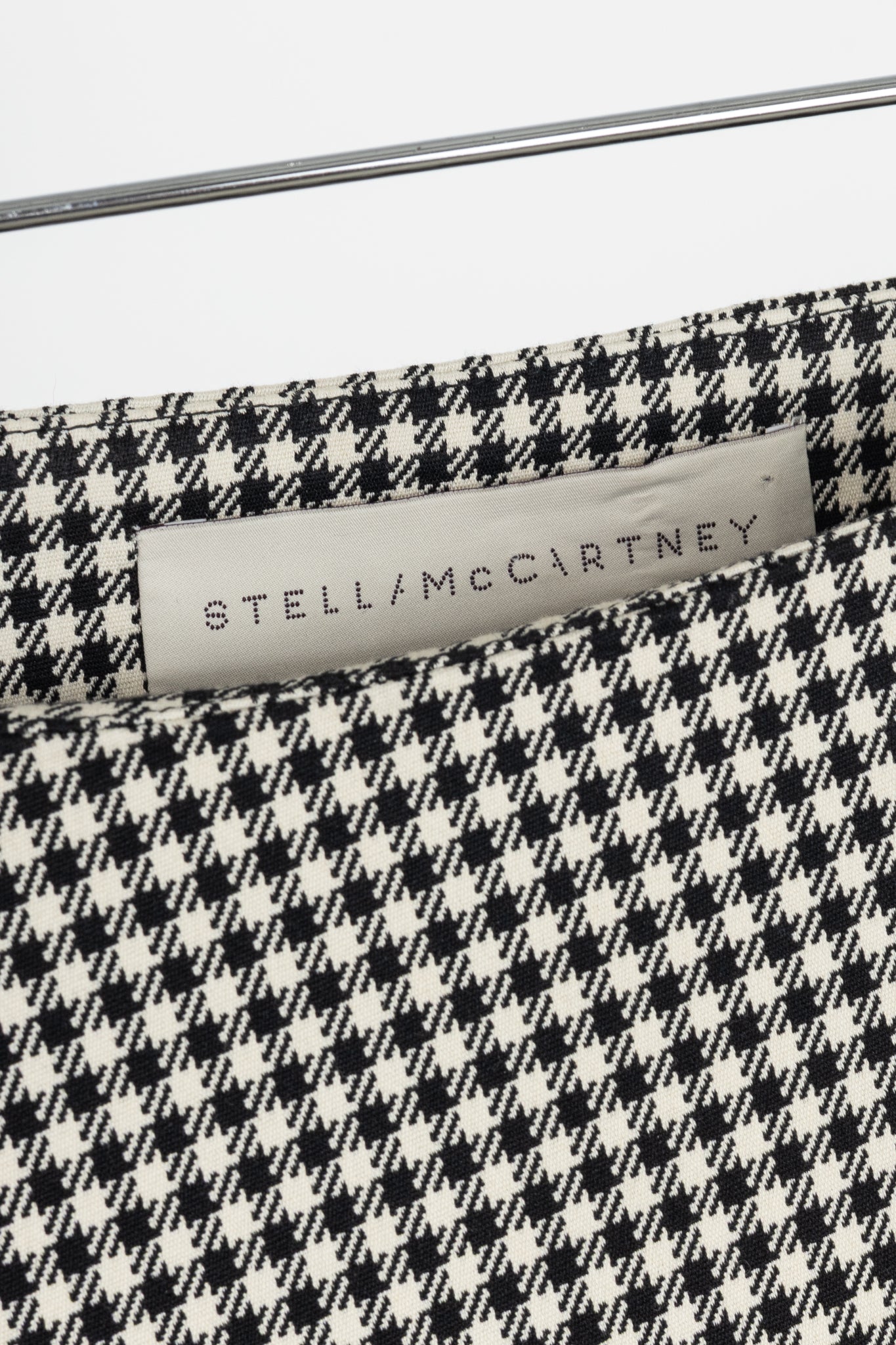 Stella McCartney PF14 Claudia White & Black Dogtooth Cotton-Blend Asymmetrical Skirt
