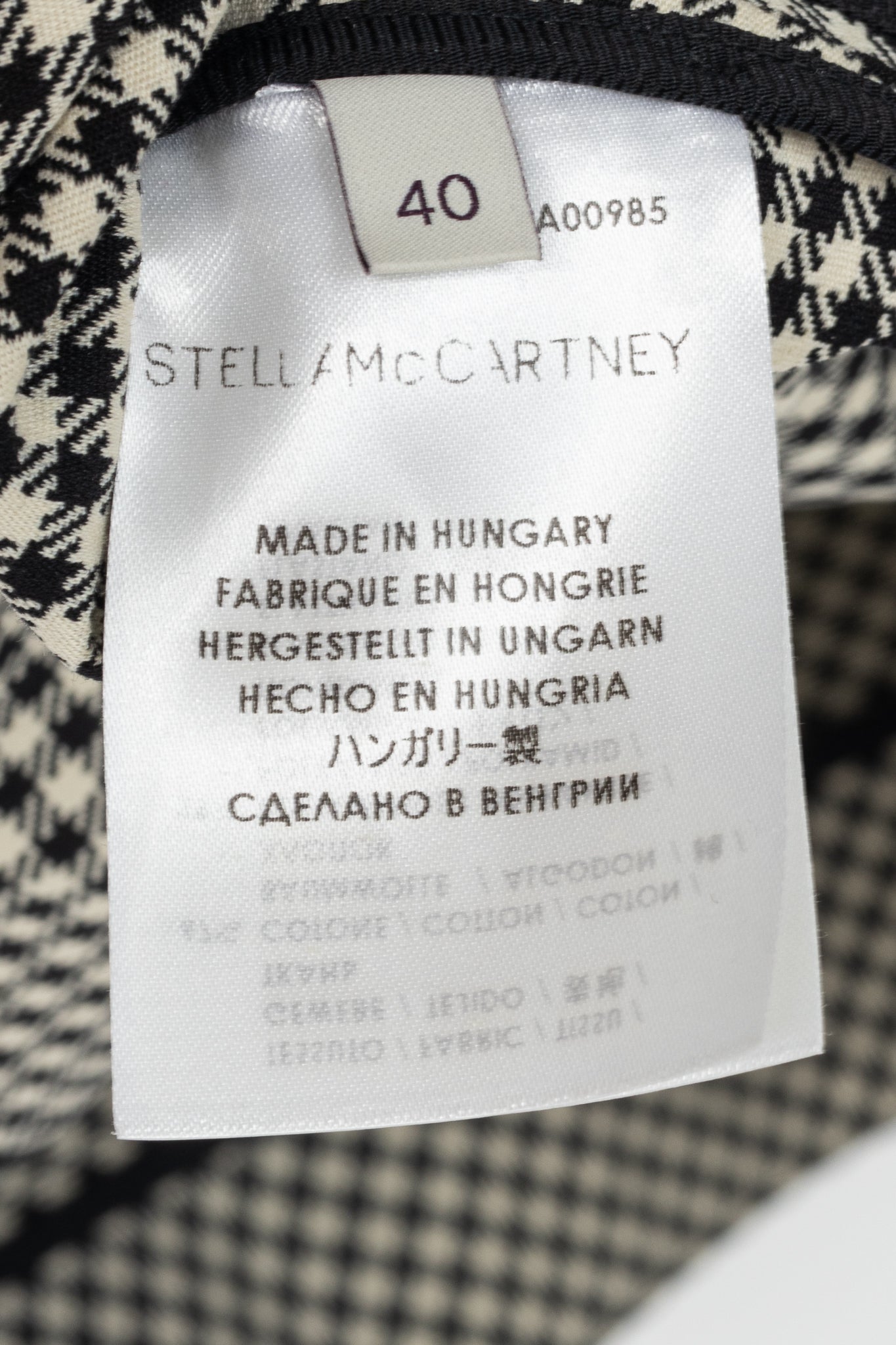 Stella McCartney PF14 Claudia White & Black Dogtooth Cotton-Blend Asymmetrical Skirt