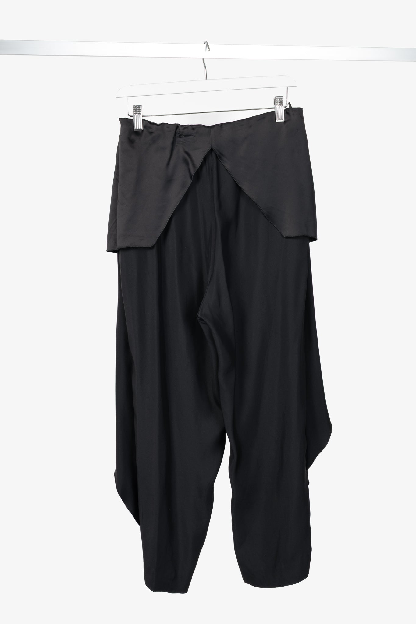 Stella McCartney PF15 Layton Black Satin Draped-Ruffle Trousers