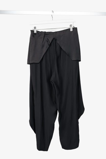 Stella McCartney PF15 Layton Black Satin Draped-Ruffle Trousers