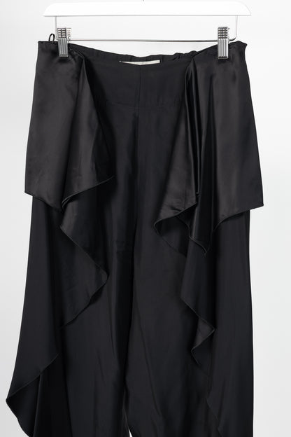 Stella McCartney PF15 Layton Black Satin Draped-Ruffle Trousers