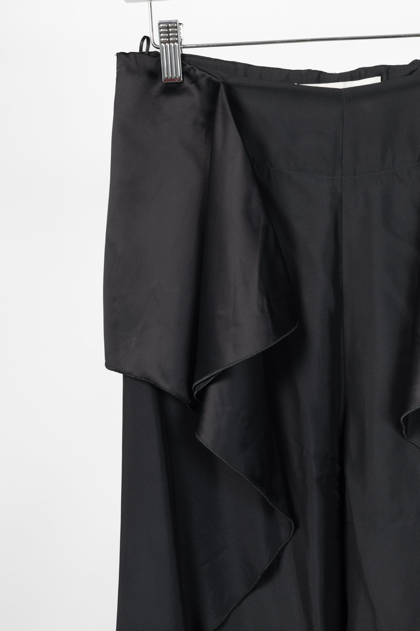 Stella McCartney PF15 Layton Black Satin Draped-Ruffle Trousers