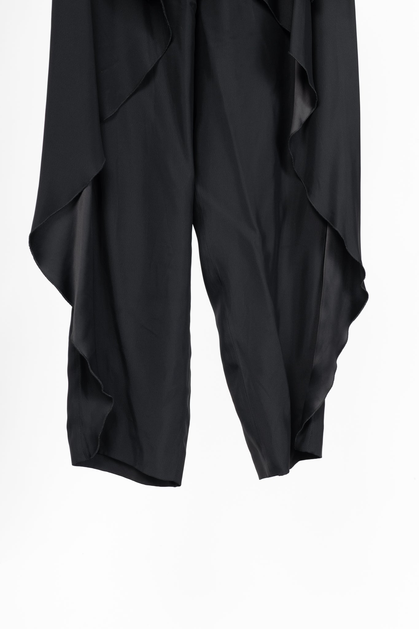 Stella McCartney PF15 Layton Black Satin Draped-Ruffle Trousers