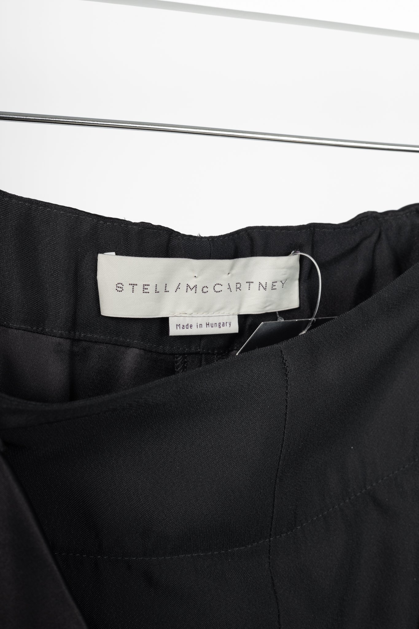 Stella McCartney PF15 Layton Black Satin Draped-Ruffle Trousers