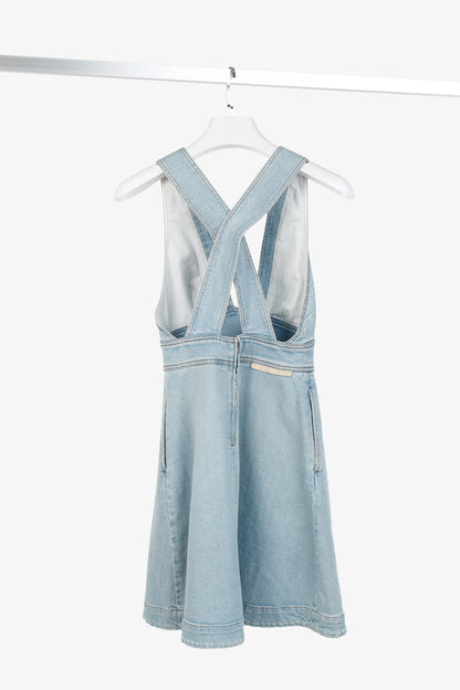Stella McCartney Anne "Sun Faded Blue" Stretch-Denim Mini Dress