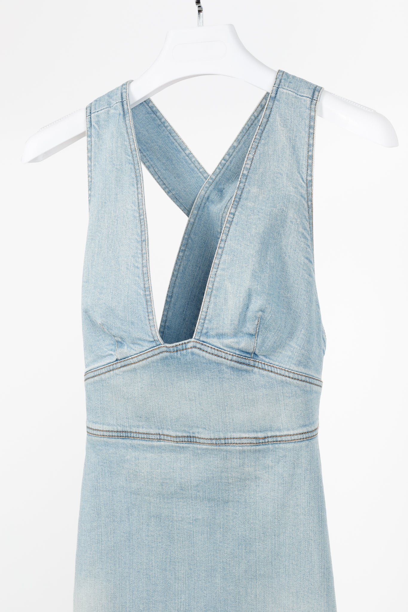 Stella McCartney Anne "Sun Faded Blue" Stretch-Denim Mini Dress