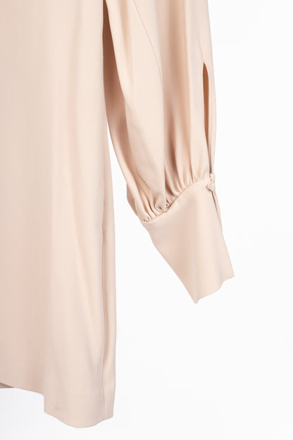 Stella McCartney Linda Pink Bishop-Sleeve Cady V-Neck Mini Dress