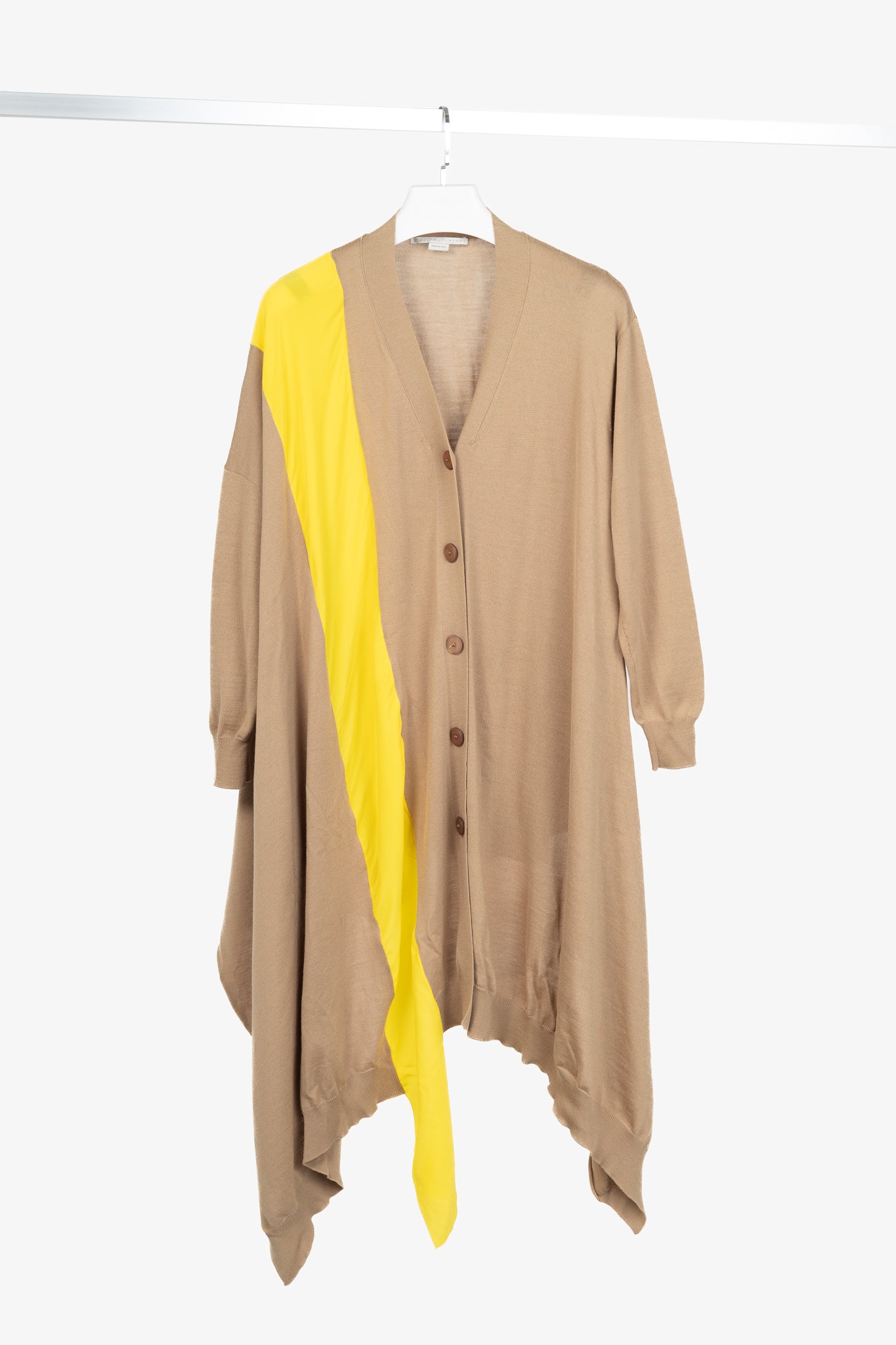 Stella McCartney R18 Havana Wool Asymmetric Stripe Soft Knit Cardigan