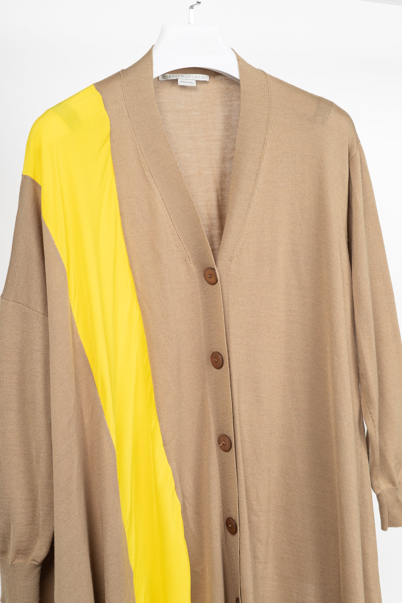 Stella McCartney R18 Havana Wool Asymmetric Stripe Soft Knit Cardigan