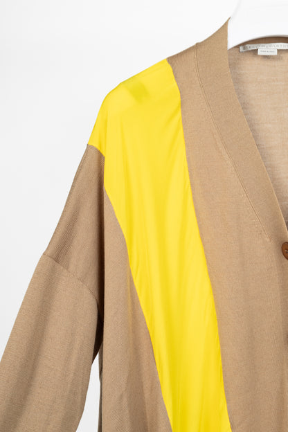 Stella McCartney R18 Havana Wool Asymmetric Stripe Soft Knit Cardigan
