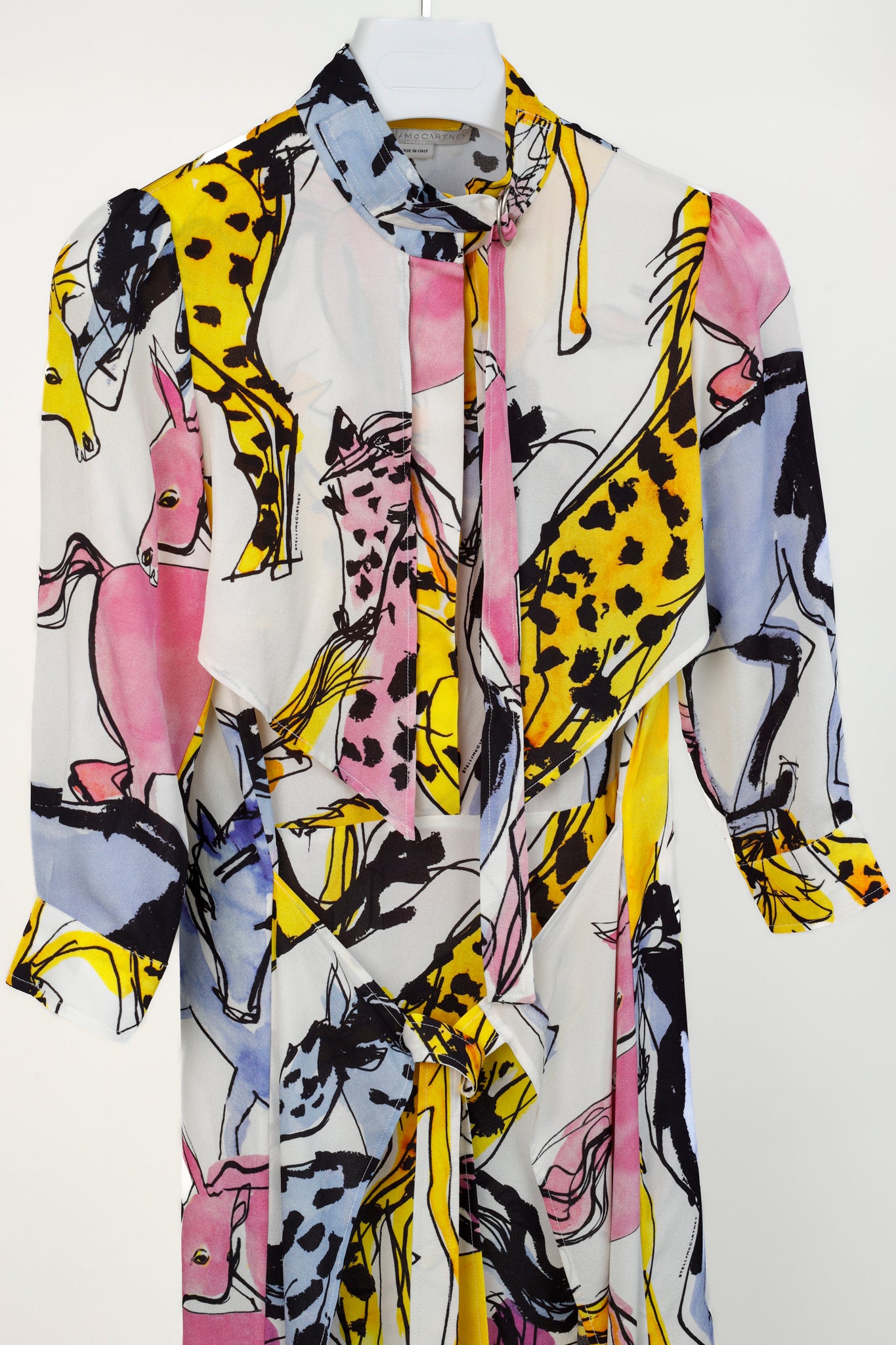 Stella McCartney Resort 2020 Kaela White Horse-Print High-Neck Midi Dress
