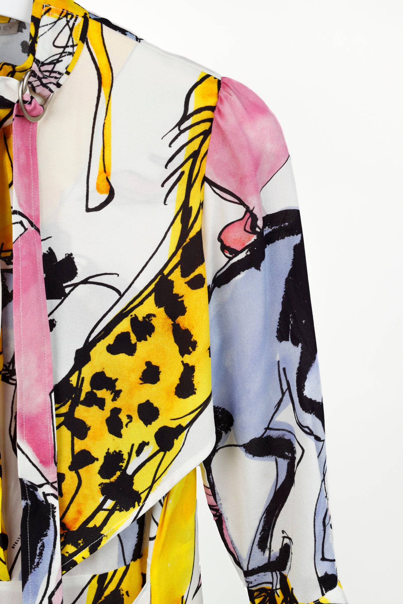 Stella McCartney Resort 2020 Kaela White Horse-Print High-Neck Midi Dress
