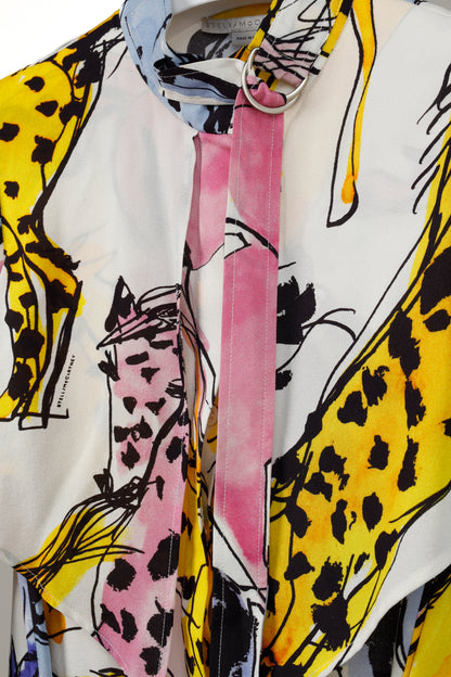 Stella McCartney Resort 2020 Kaela White Horse-Print High-Neck Midi Dress