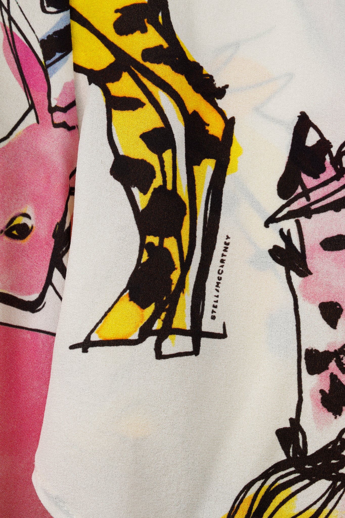 Stella McCartney Resort 2020 Kaela White Horse-Print High-Neck Midi Dress
