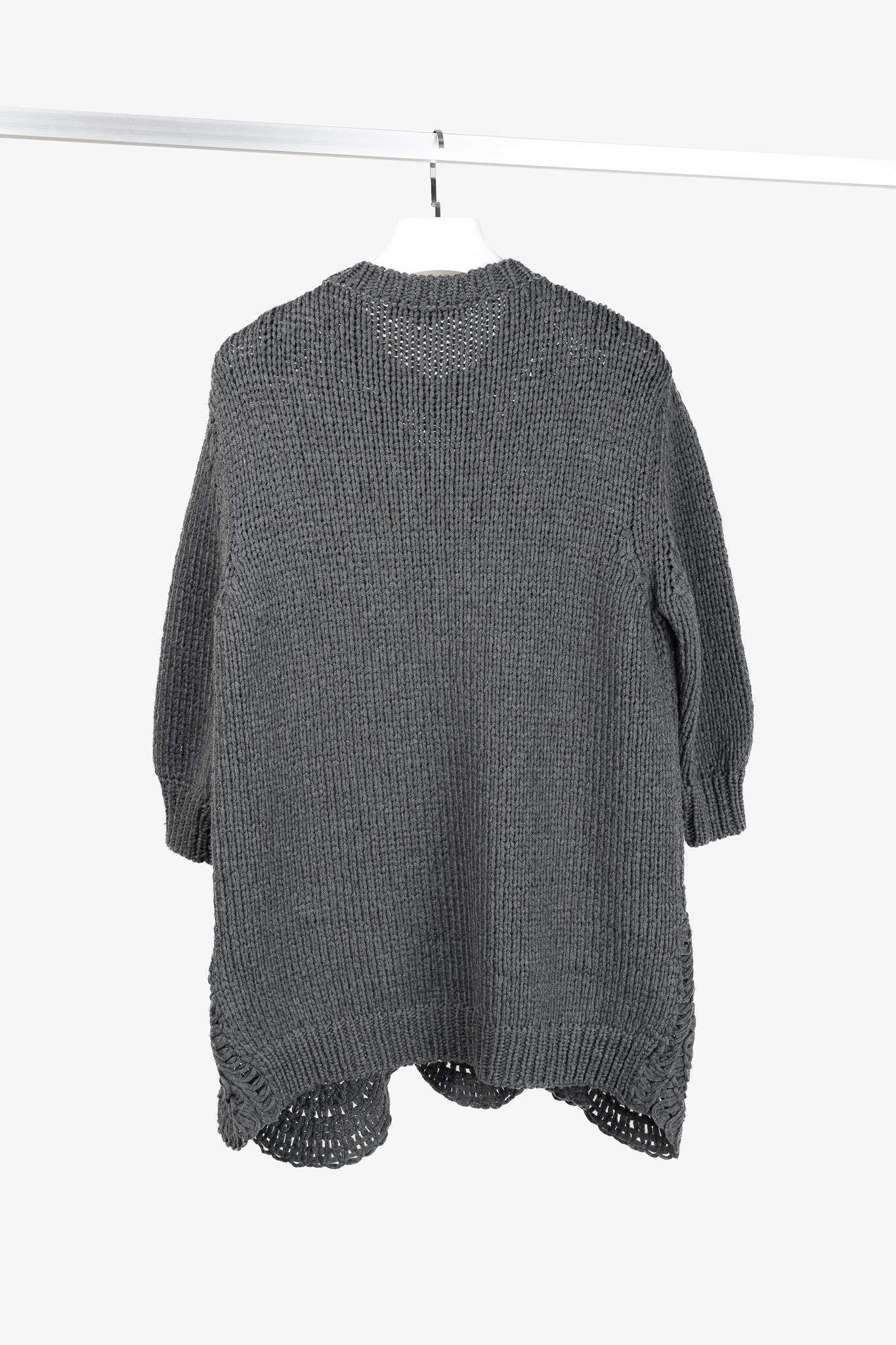 Stella McCartney Grey Oversized Crochet Trim Knit Sweater