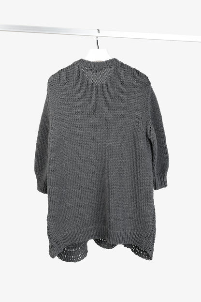 Stella McCartney Grey Oversized Crochet Trim Knit Sweater