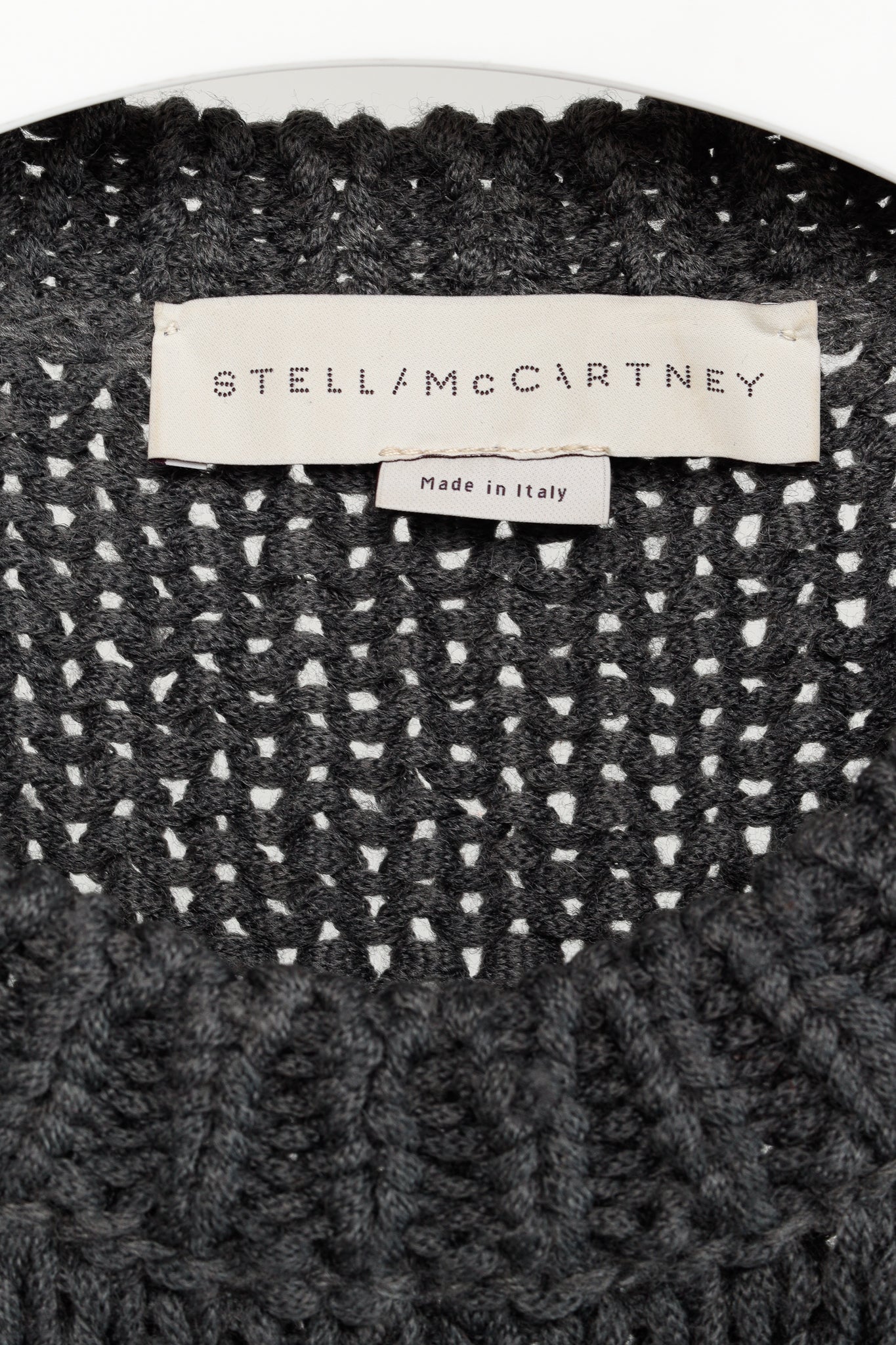 Stella McCartney Grey Oversized Crochet Trim Knit Sweater