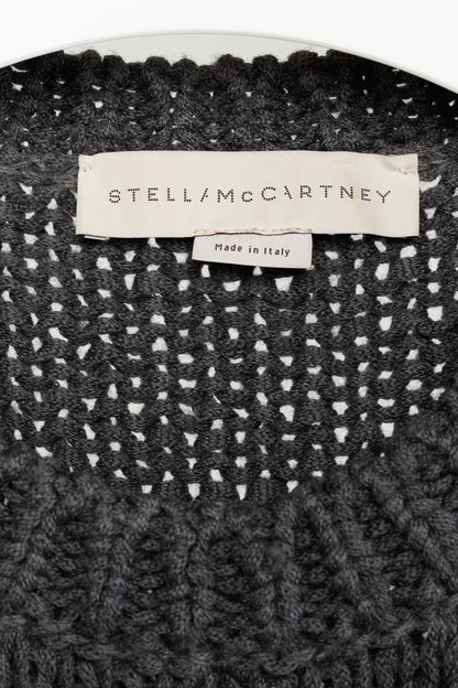 Stella McCartney Grey Oversized Crochet Trim Knit Sweater