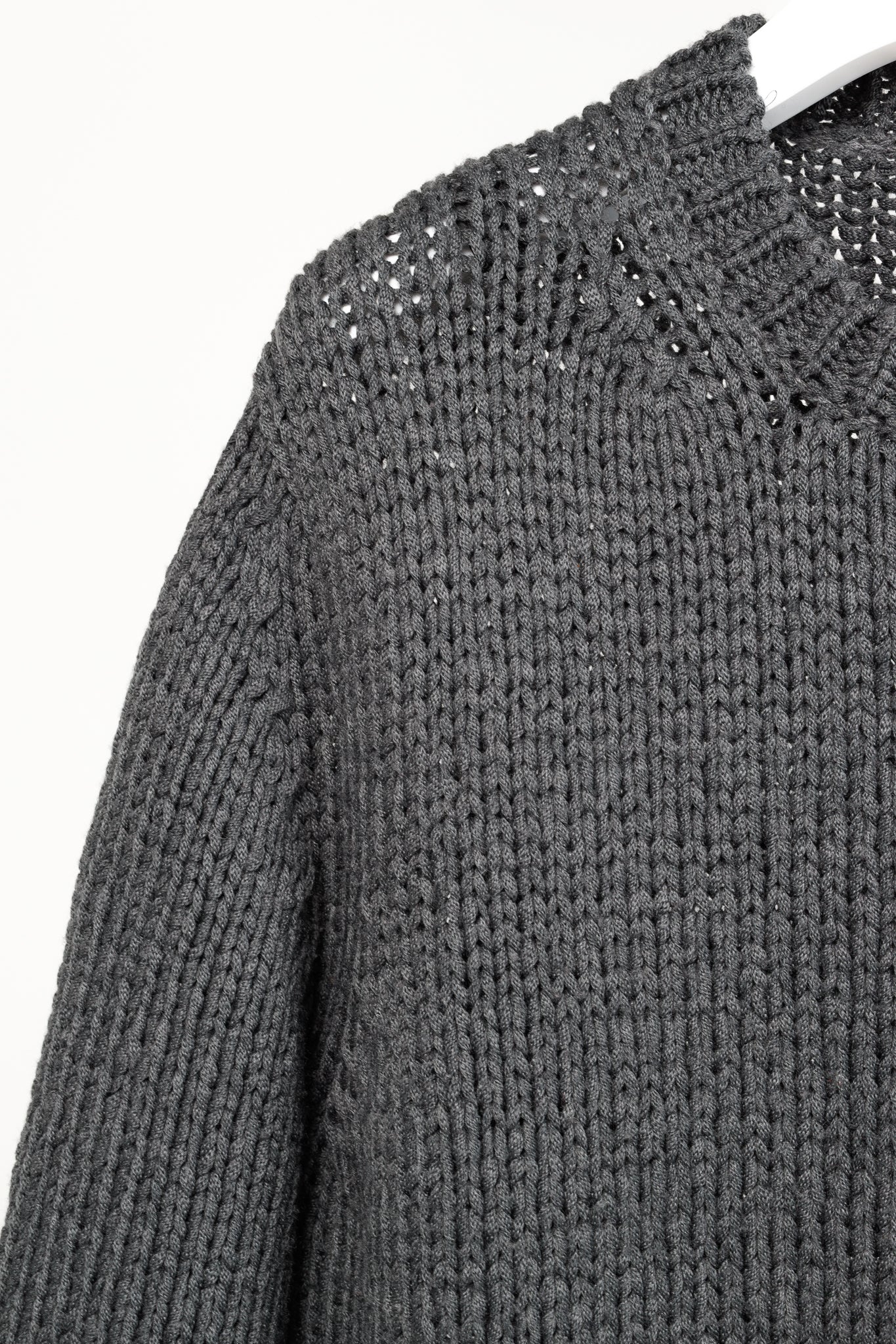 Stella McCartney Grey Oversized Crochet Trim Knit Sweater