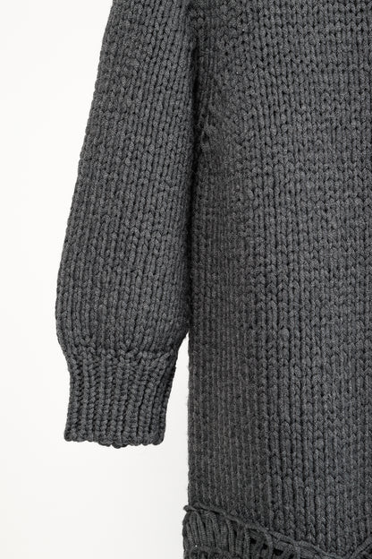 Stella McCartney Grey Oversized Crochet Trim Knit Sweater