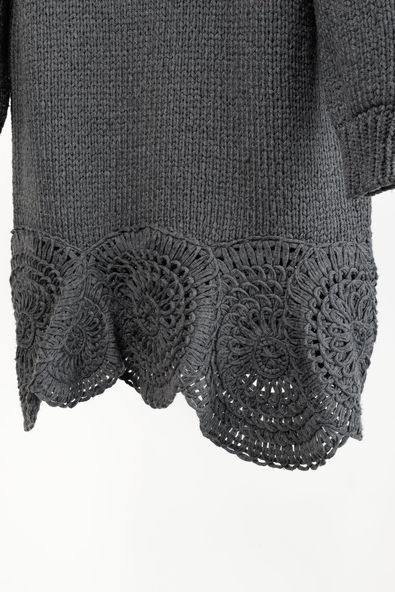 Stella McCartney Grey Oversized Crochet Trim Knit Sweater