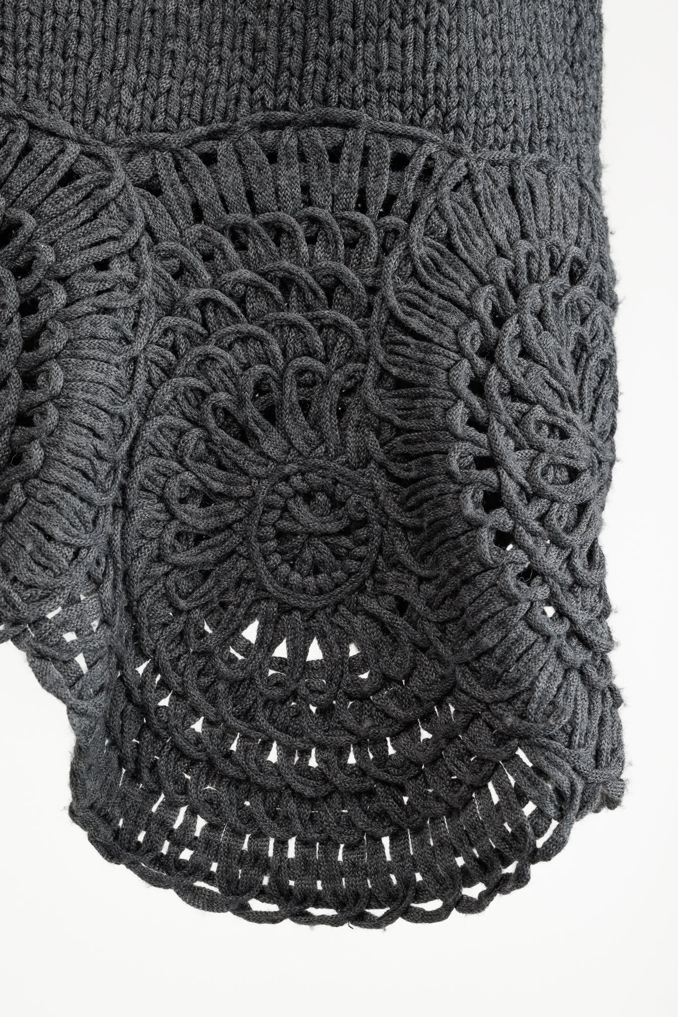 Stella McCartney Grey Oversized Crochet Trim Knit Sweater