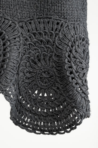 Stella McCartney Grey Oversized Crochet Trim Knit Sweater