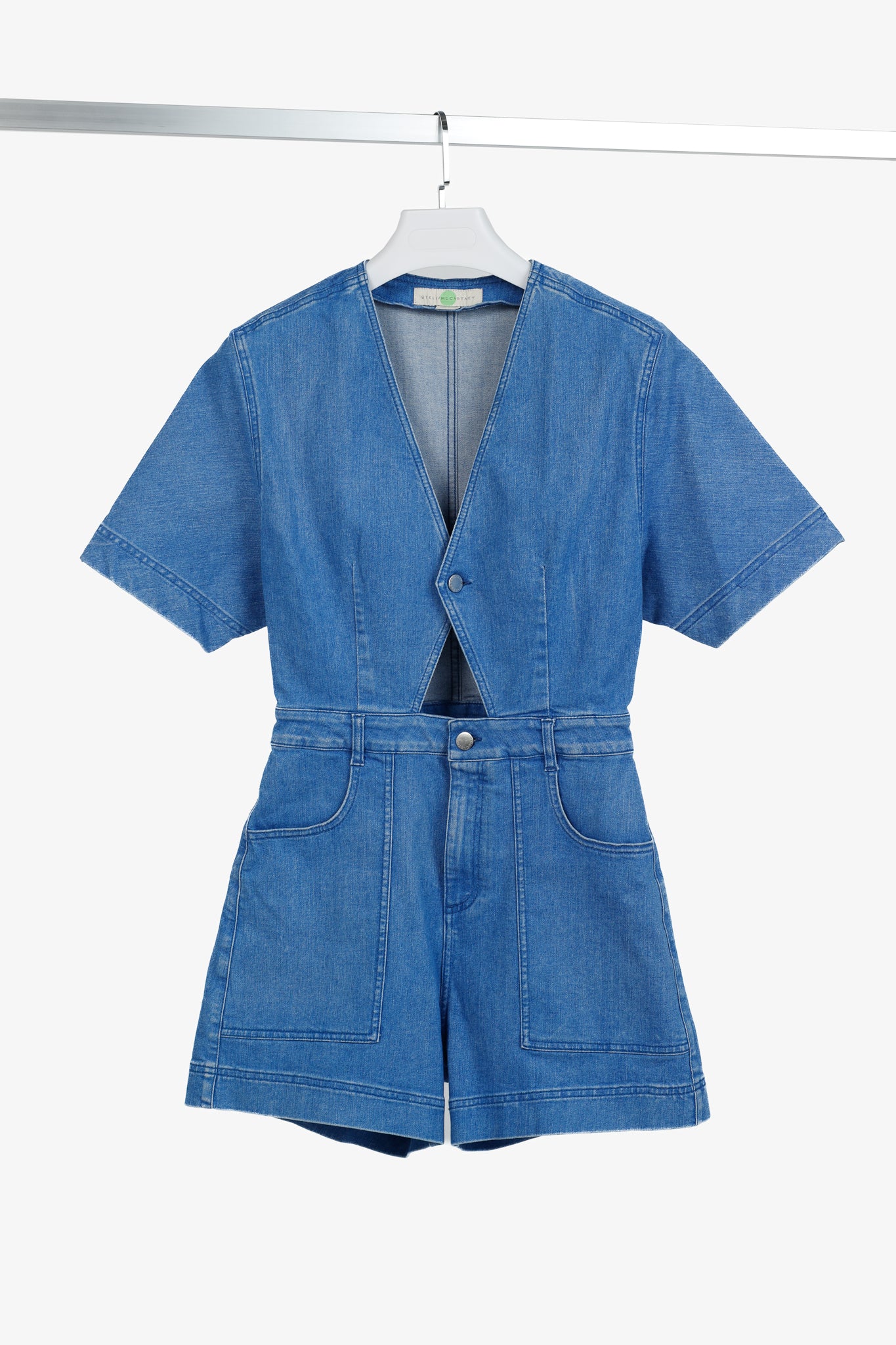 Stella McCartney Resort 2015 Blue Denim Cut-Out Playsuit