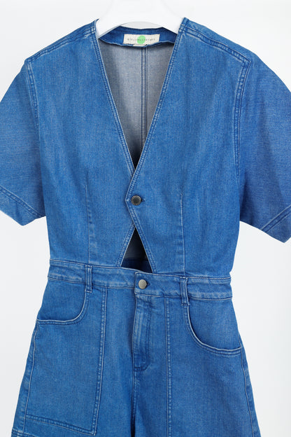 Stella McCartney Resort 2015 Blue Denim Cut-Out Playsuit