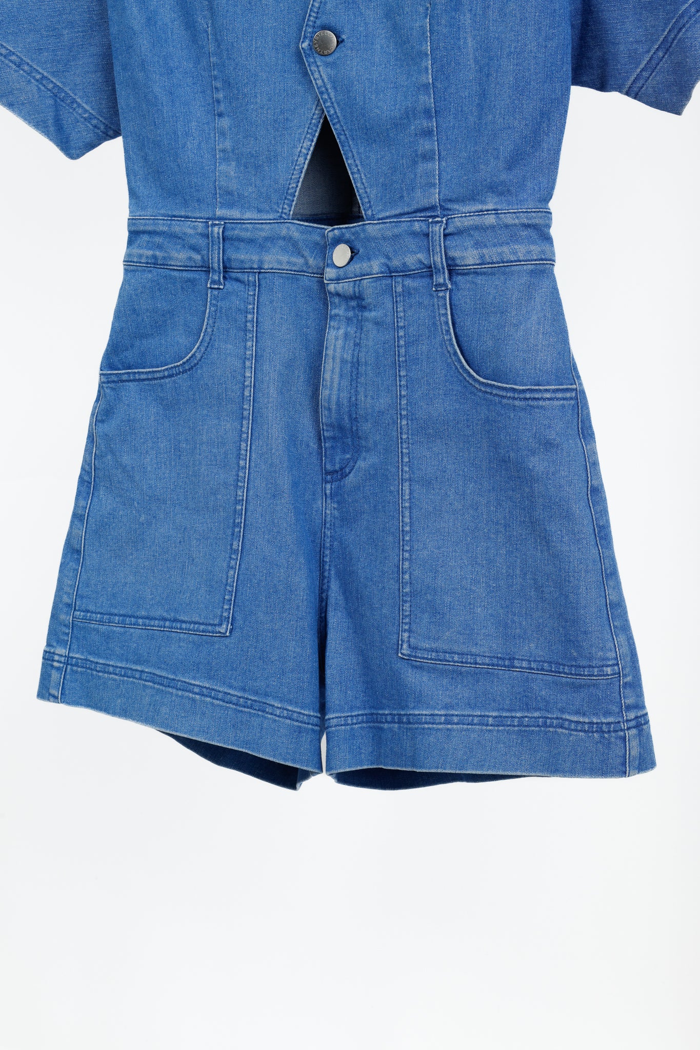 Stella McCartney Resort 2015 Blue Denim Cut-Out Playsuit