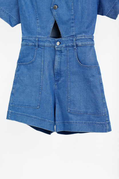 Stella McCartney Resort 2015 Blue Denim Cut-Out Playsuit