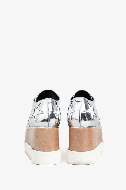 Stella McCartney Elyse Silver Star Vegan-Leather Lace-Up Platforms