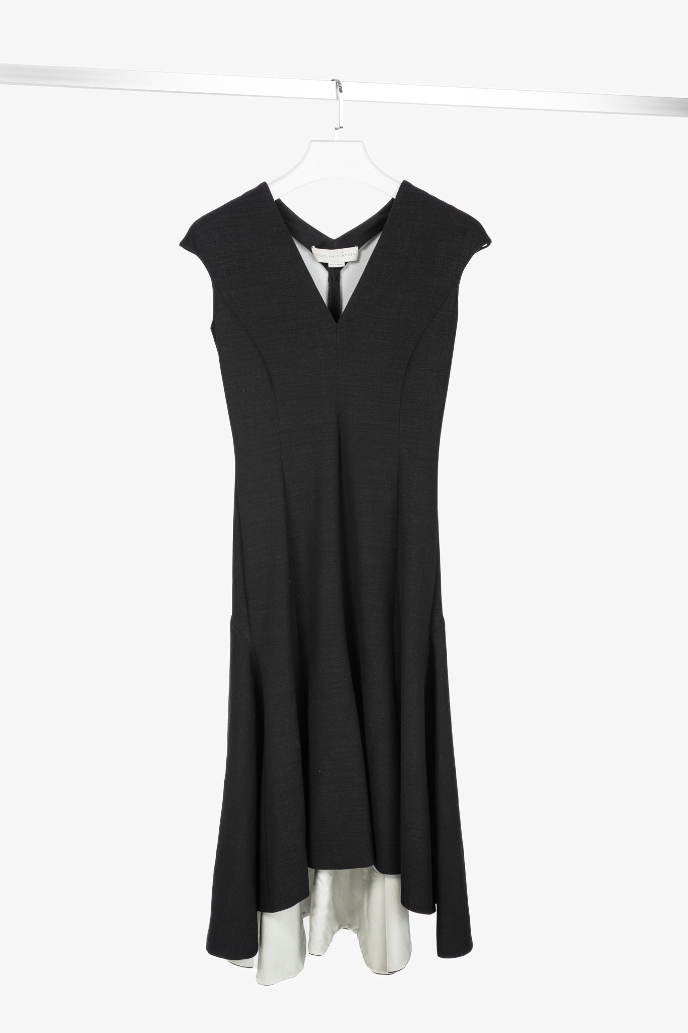 Stella McCartney Isabel Black Double Face Stretch Wool Fit & Flare Dress