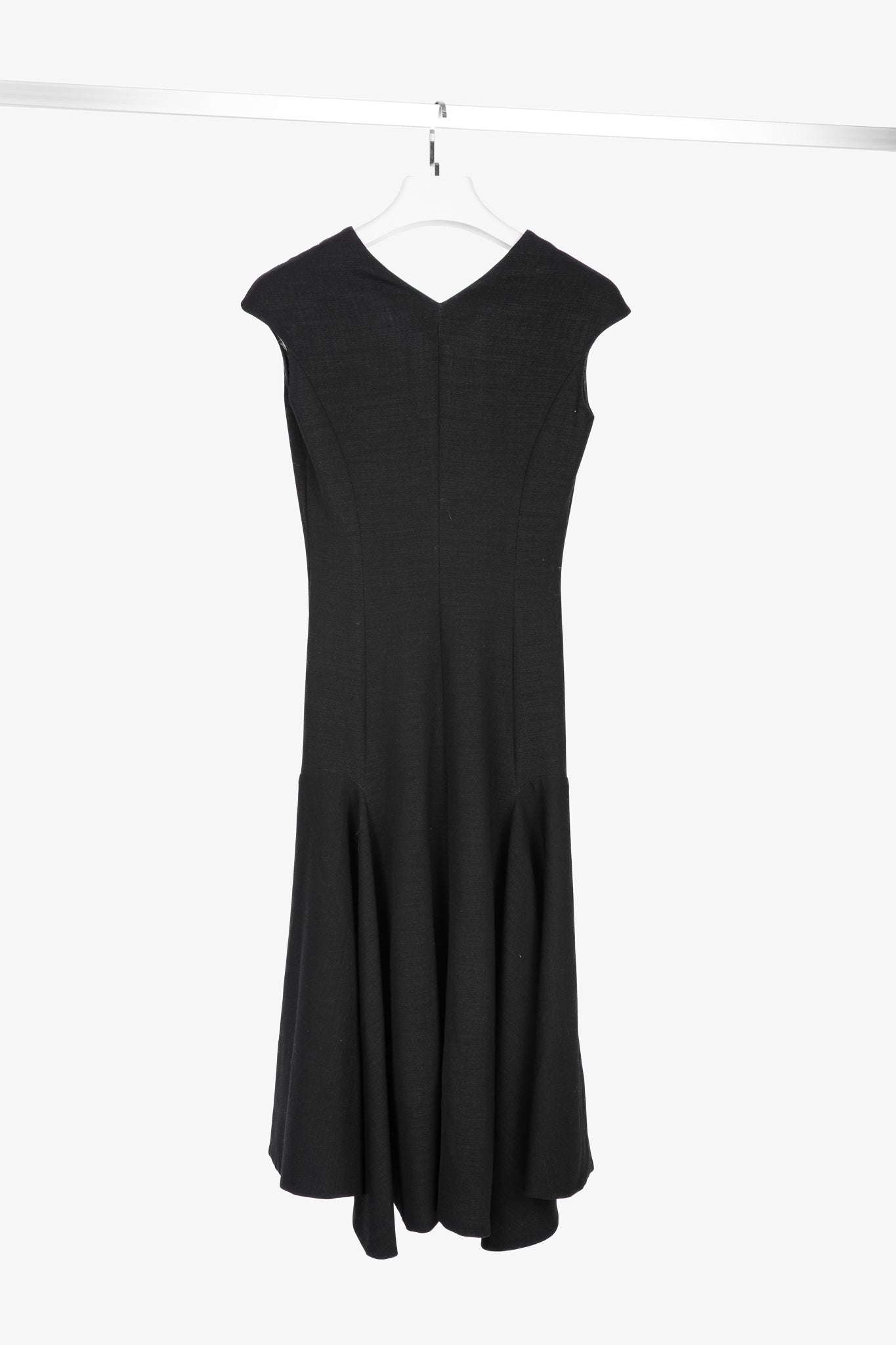 Stella McCartney Isabel Black Double Face Stretch Wool Fit & Flare Dress