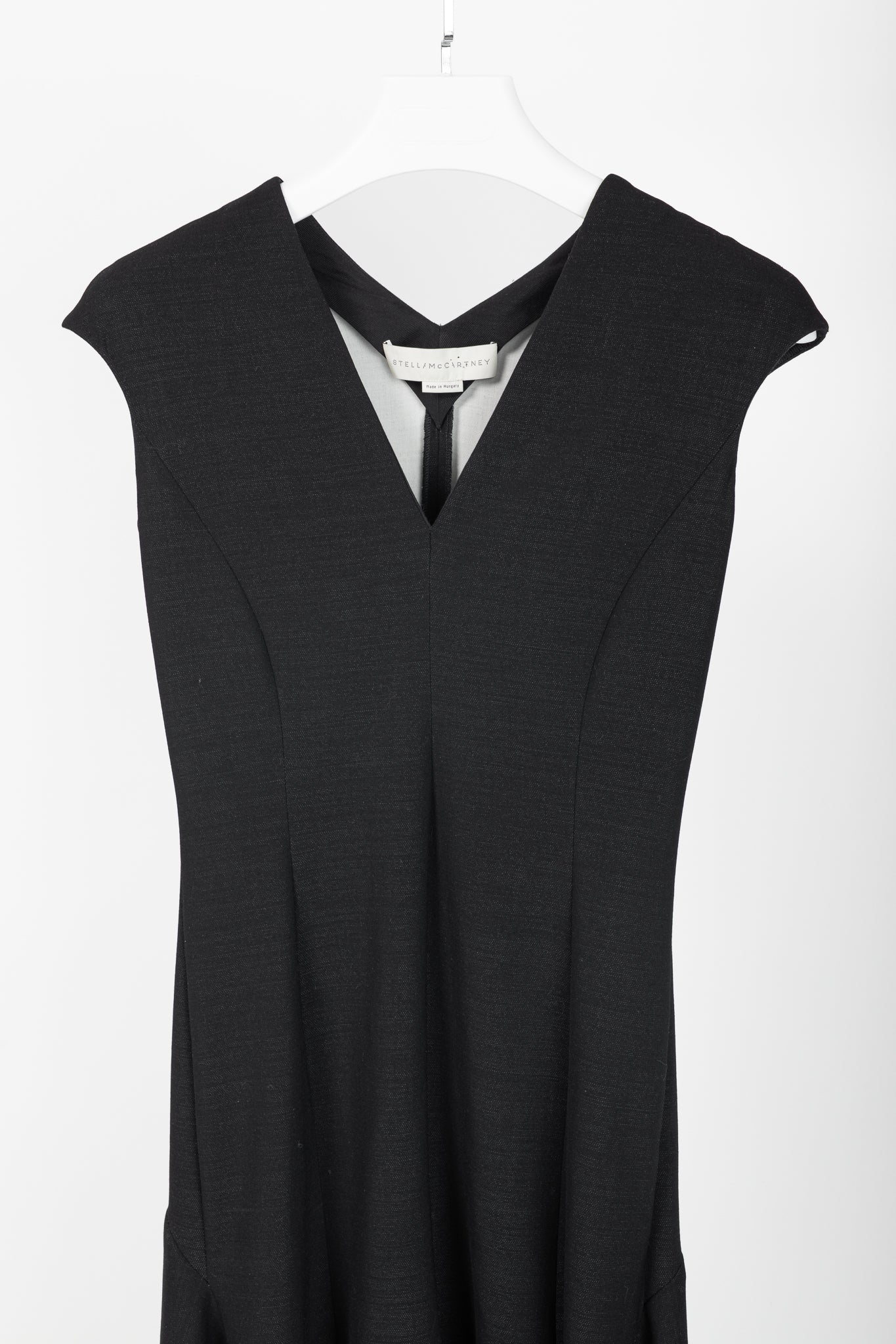 Stella McCartney Isabel Black Double Face Stretch Wool Fit & Flare Dress