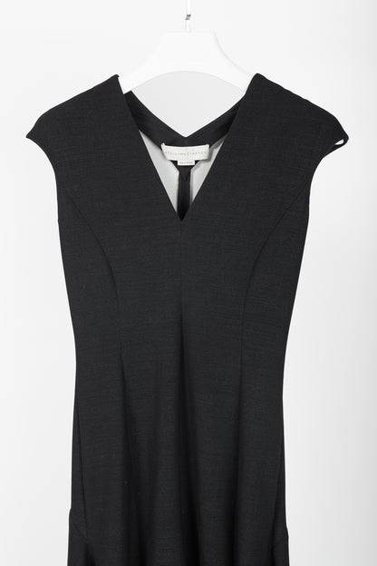 Stella McCartney Isabel Black Double Face Stretch Wool Fit & Flare Dress
