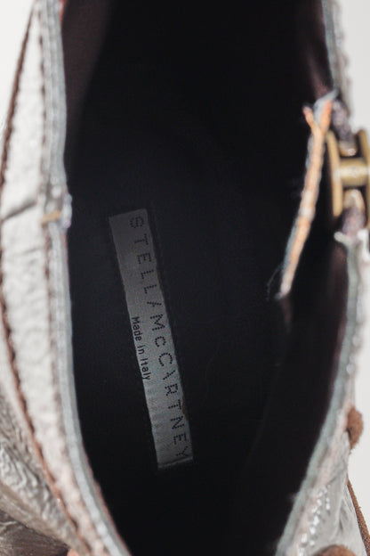 Stella McCartney Grey Patent Leather Ankle Boots
