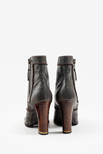 Stella McCartney Grey Patent Leather Ankle Boots