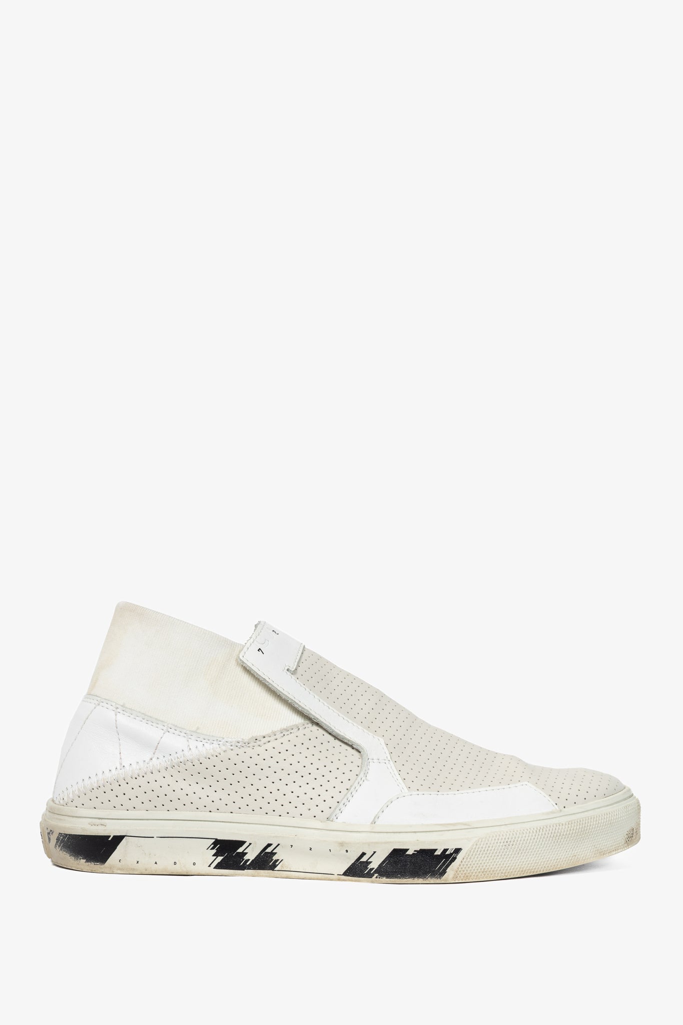 Stone Island Shadow Project White Perforated Slip-On Sneakers